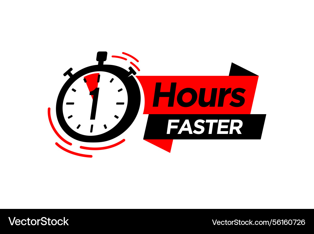 1 hours faster time for action template 1 hours faster time for action template Vector Image