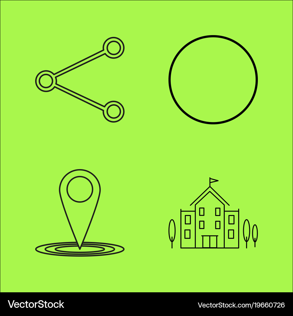 Basic content simple linear outline icon set vector image