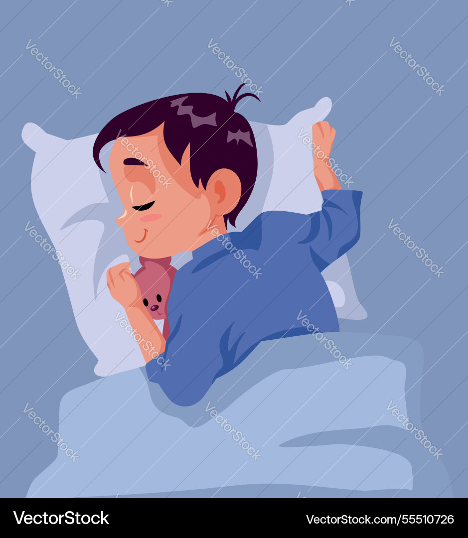 Child sleeping calm and peaceful with his toy Child sleeping calm and peaceful with his toy vector image