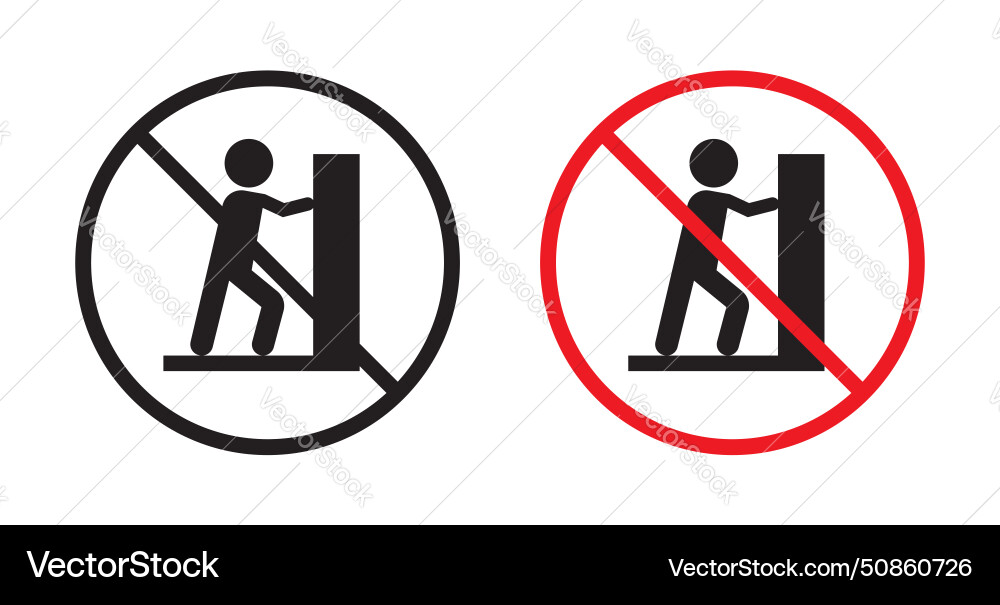 Do not push sign icon set red warning circle Vector Image