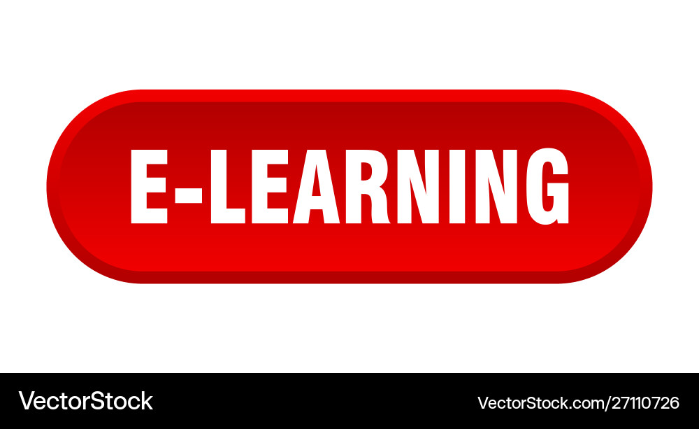 E-learning button rounded red sign Vector Image
