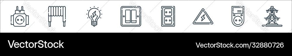 Electrician tools and line icons linear set vector image