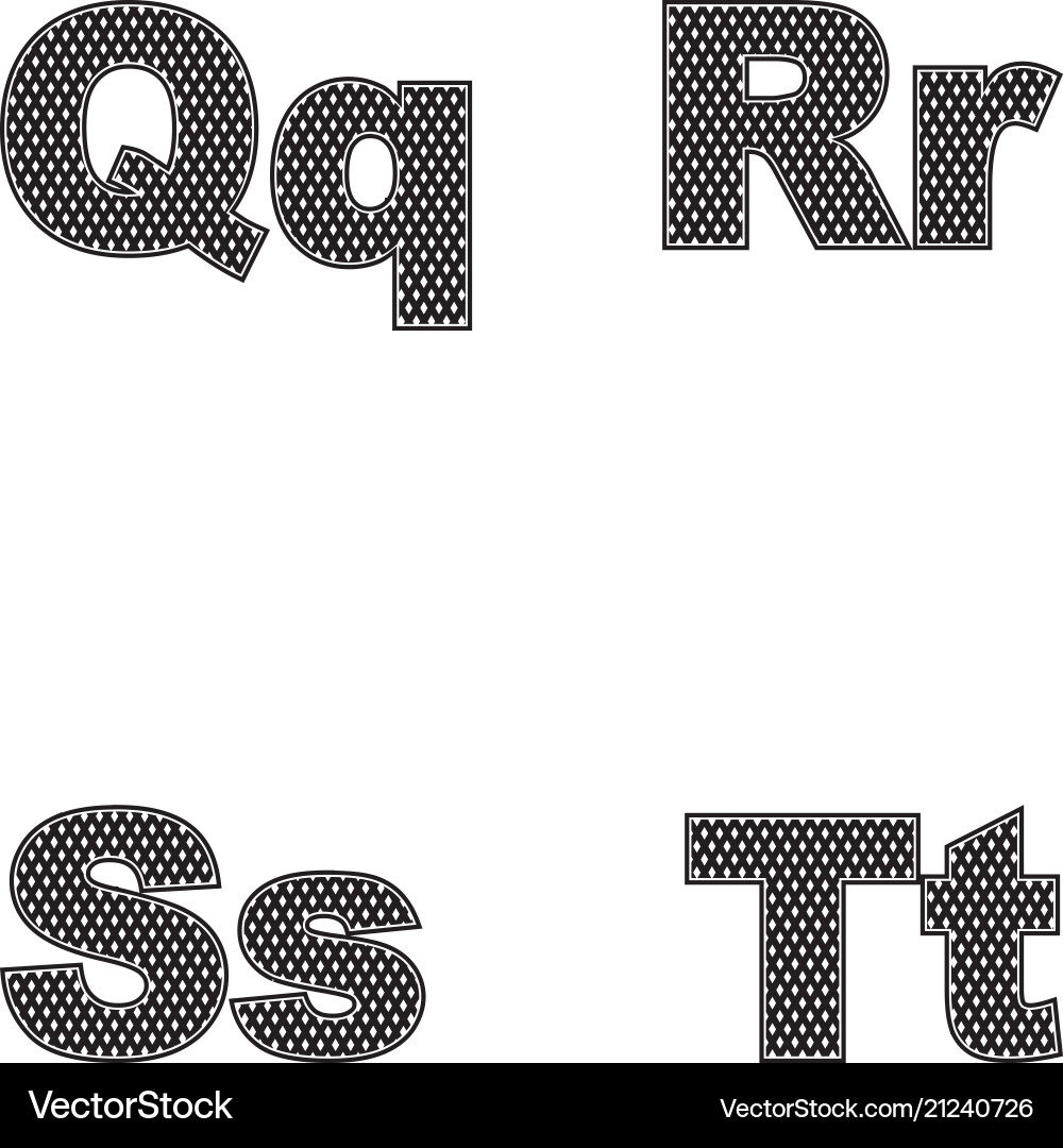 Four letters q r s t large and small a simple Four letters q r s t large and small a simple vector image