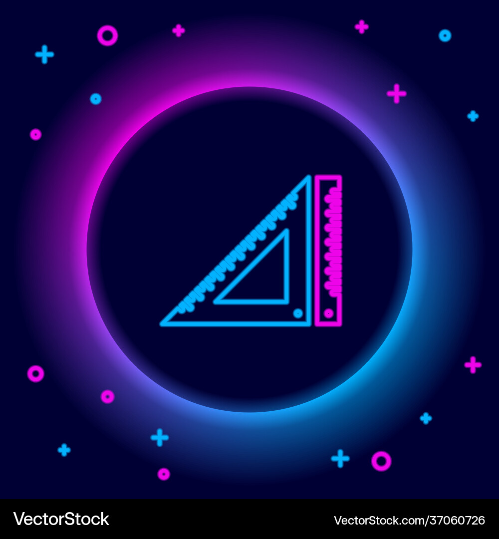 Glowing neon line triangular ruler icon isolated Glowing neon line triangular ruler icon isolated vector image
