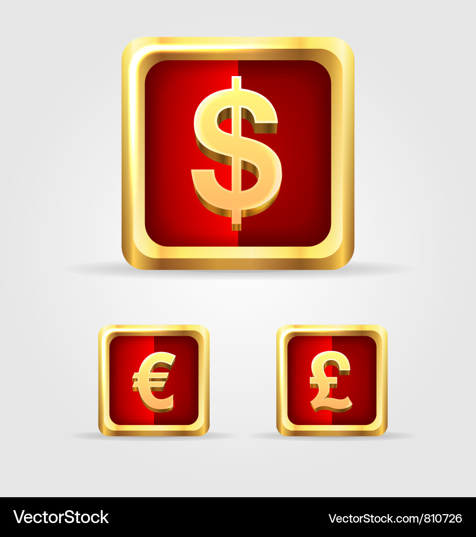 Gold Currency Icon Set Vector Image