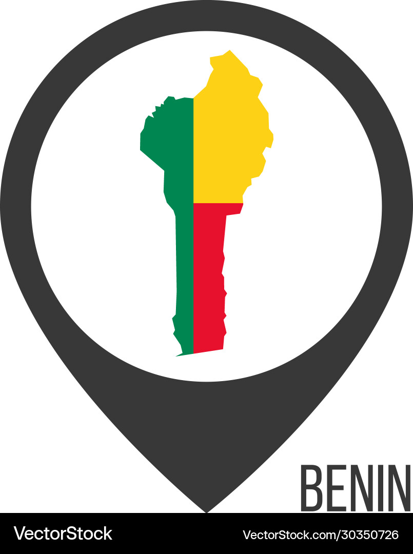 Map pointers with contry benin flag stock Map pointers with contry benin flag stock Vector Image