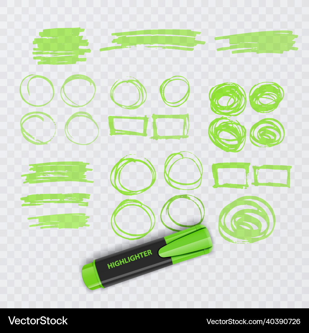 Marker marks green text selection vector image