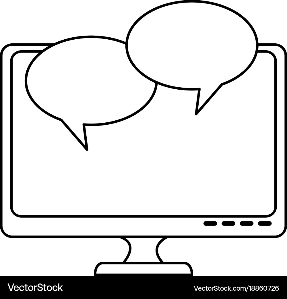 Monitor computer with speech bubbles vector image