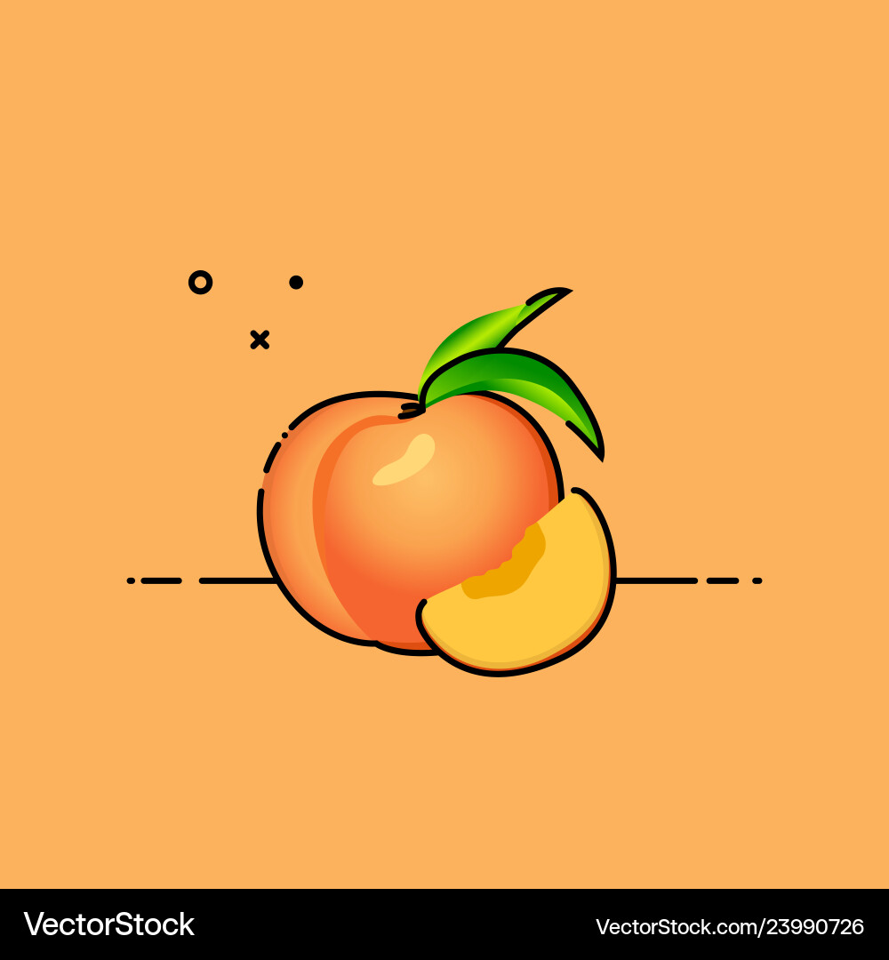 Peach with slice in the side Peach with slice in the side Vector Image