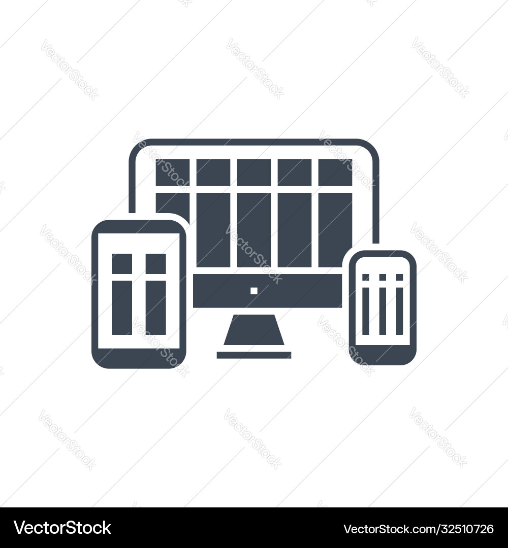 Responsive web design glyph icon Responsive web design glyph icon vector image