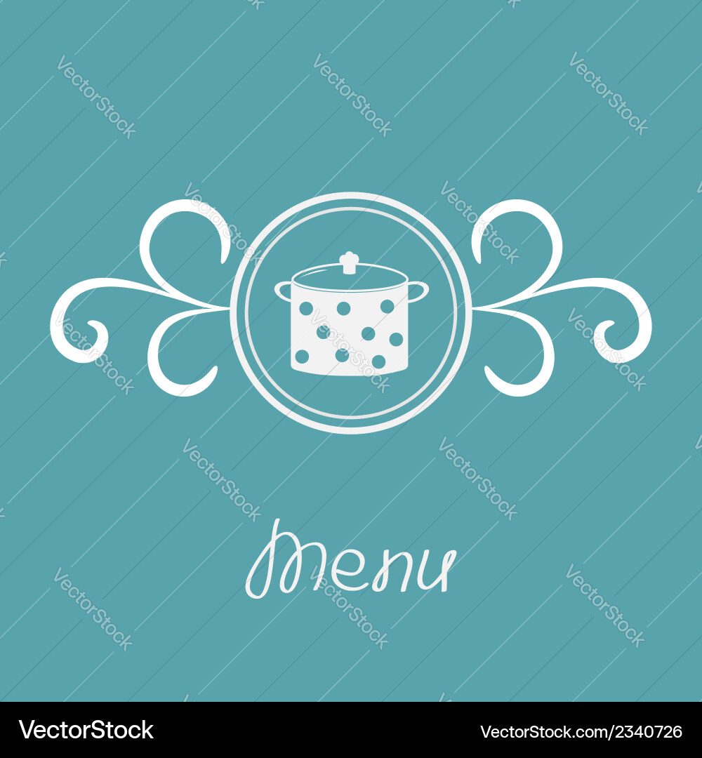 Saucepan with dots and round frame calligraphic Vector Image
