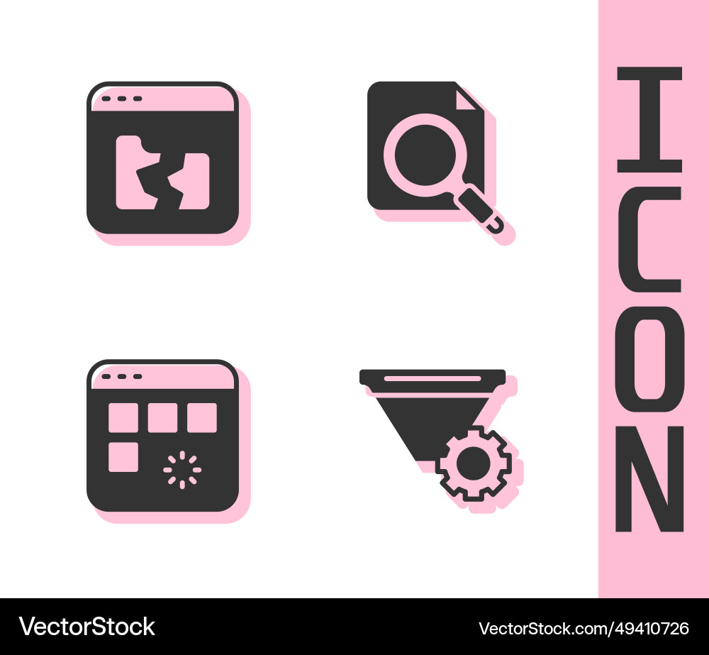 Set filter setting broken file loading data Set filter setting broken file loading data vector image