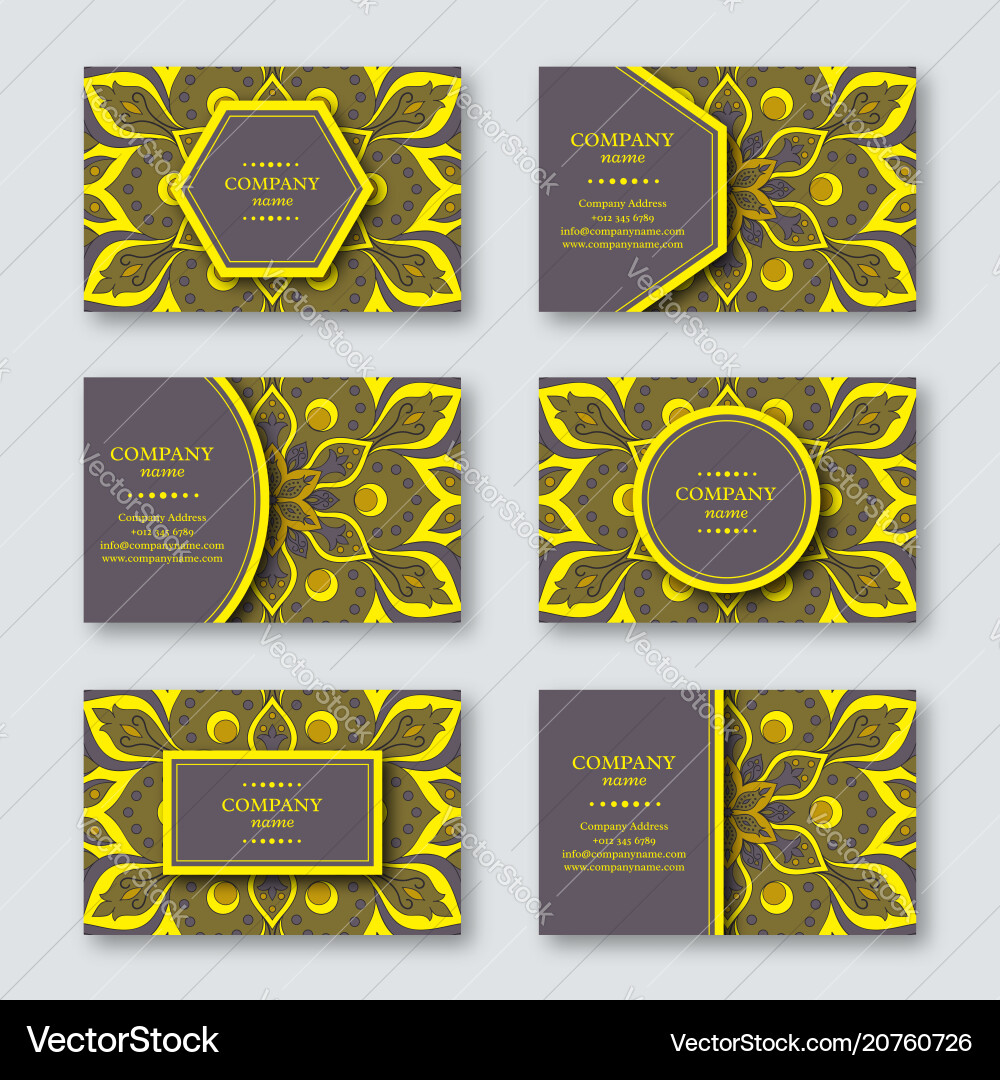 Set of ornamental hand drawn mandala cards Set of ornamental hand drawn mandala cards Vector Image