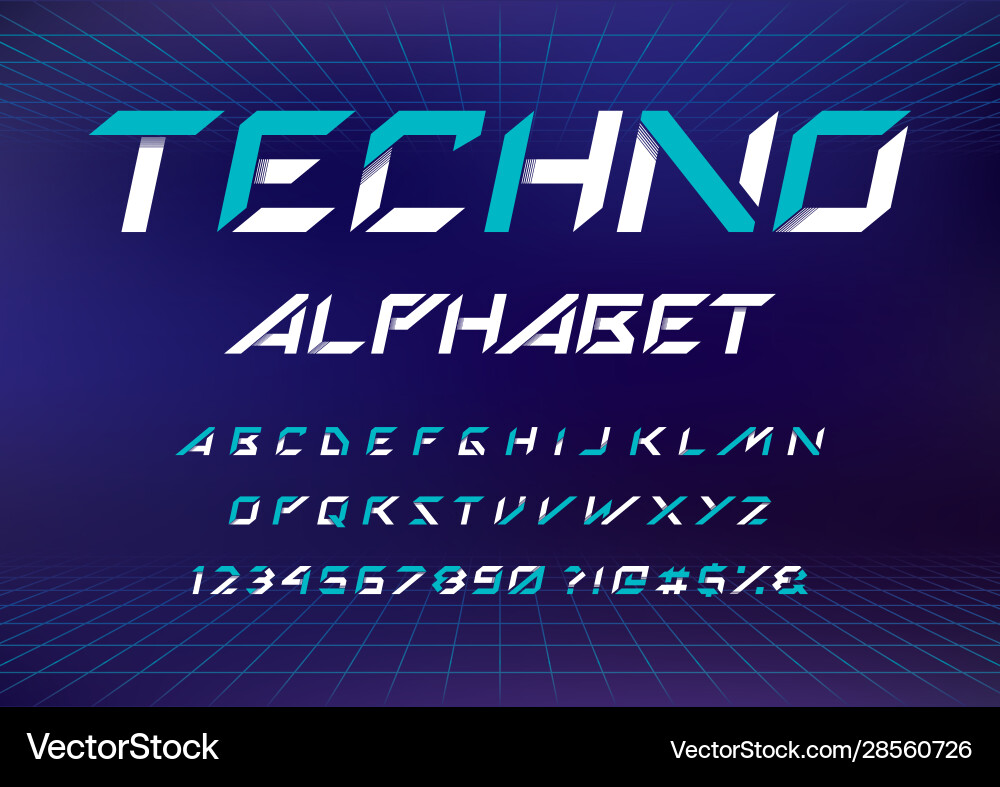 Techno font Techno font vector image