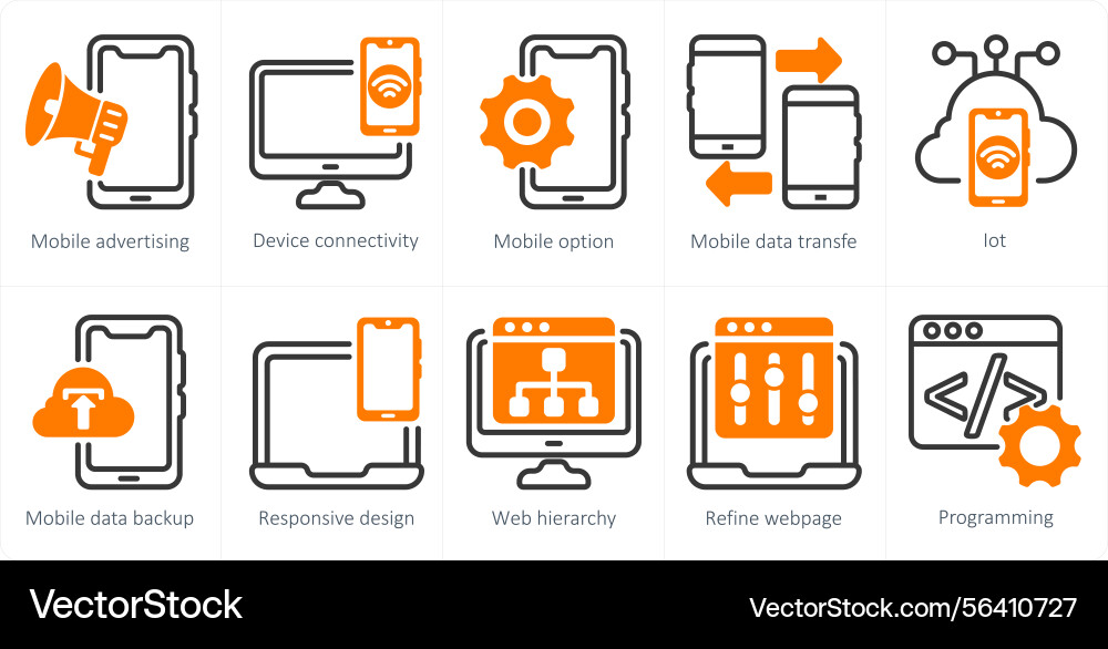 A set of 5 seo icons as mobile adverting device vector image