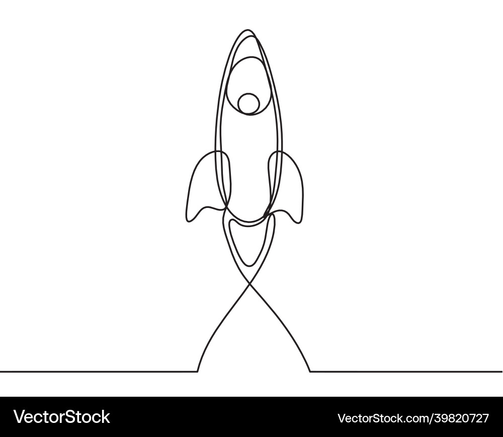 Abstract rocket as continuous line drawing Abstract rocket as continuous line drawing Vector Image