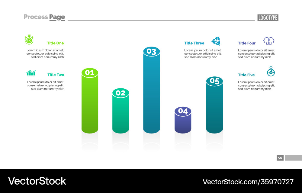 Bar chart with five elements template vector image
