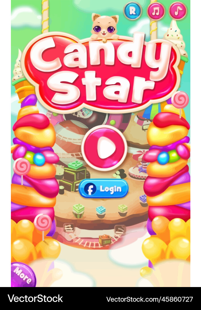 Complete set of level button game ui pop-up icon vector image