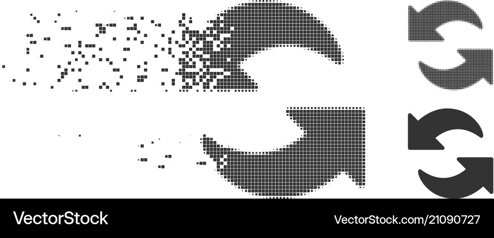 Decomposed pixel halftone refresh icon Decomposed pixel halftone refresh icon vector image
