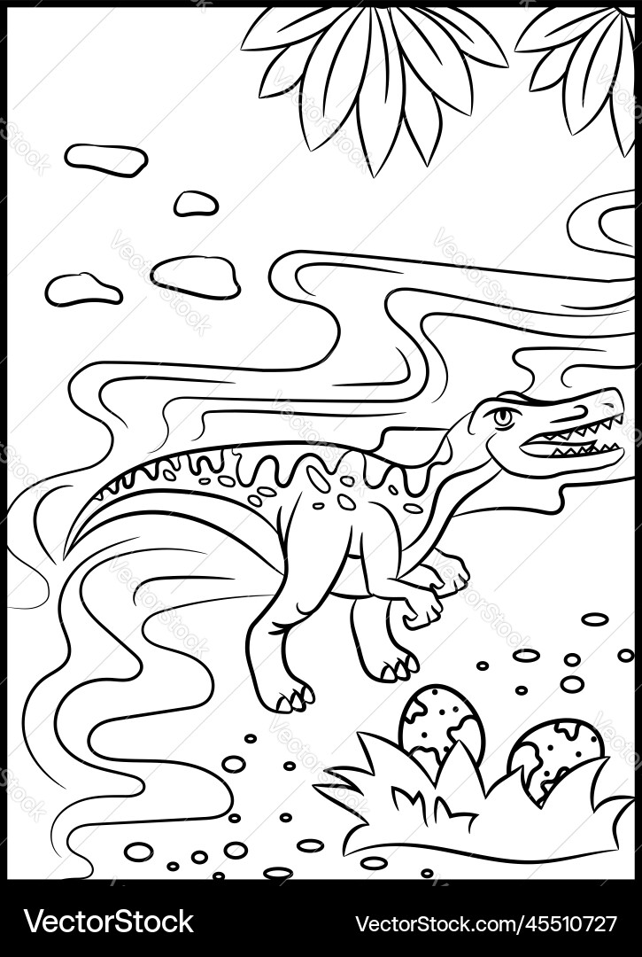 Dinosaur coloring page kids preschool activity Dinosaur coloring page kids preschool activity Vector Image