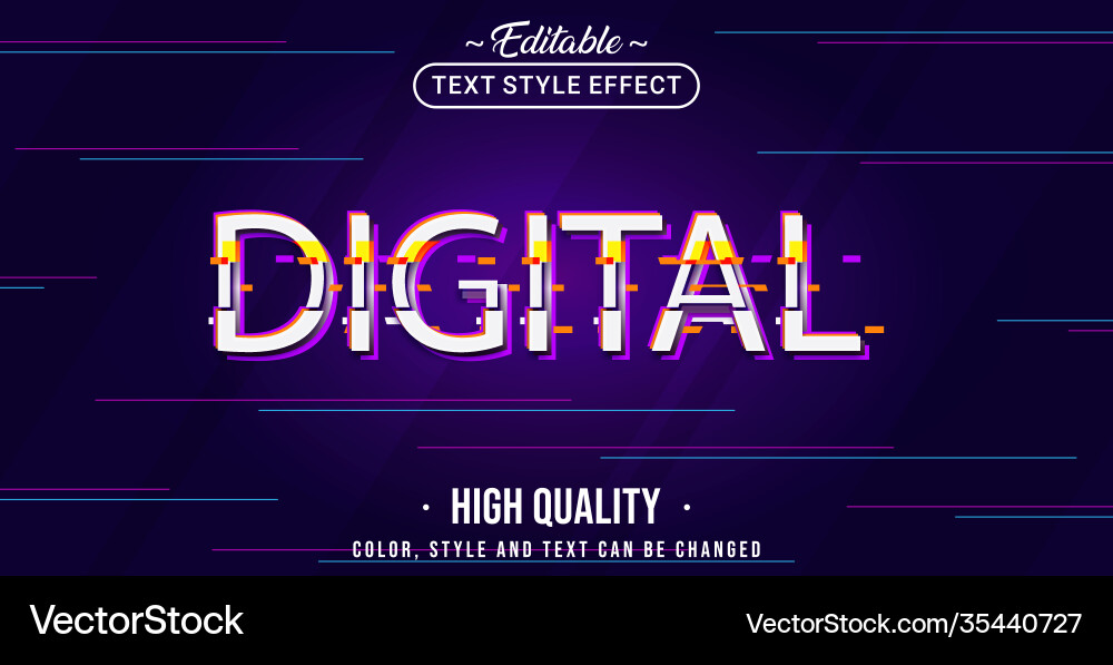 Editable text style effect - tech digital vector image