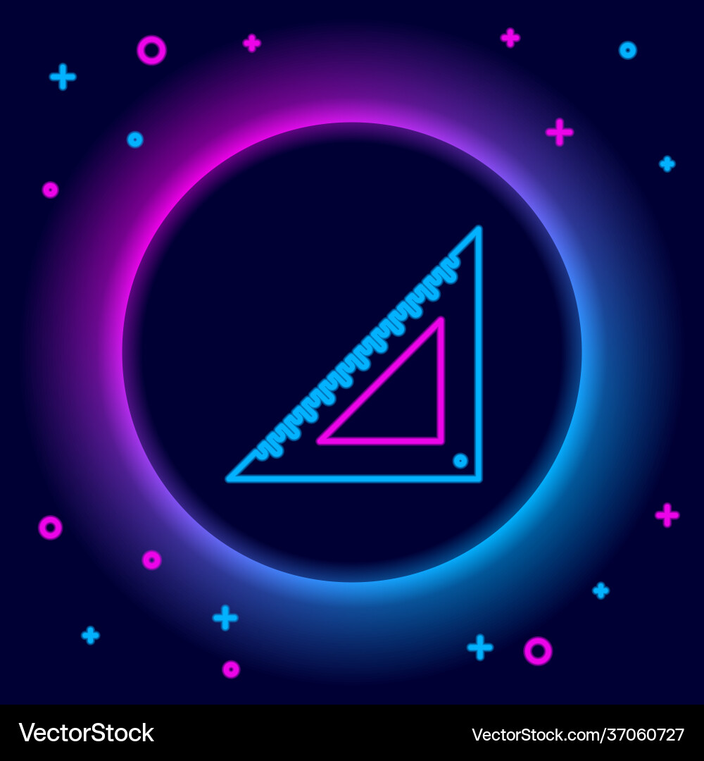 Glowing neon line triangular ruler icon isolated Glowing neon line triangular ruler icon isolated vector image