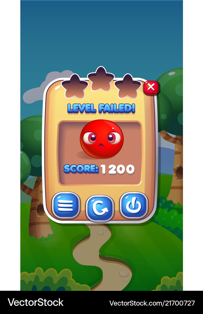Level Failed Mobile Game UI Vector Image