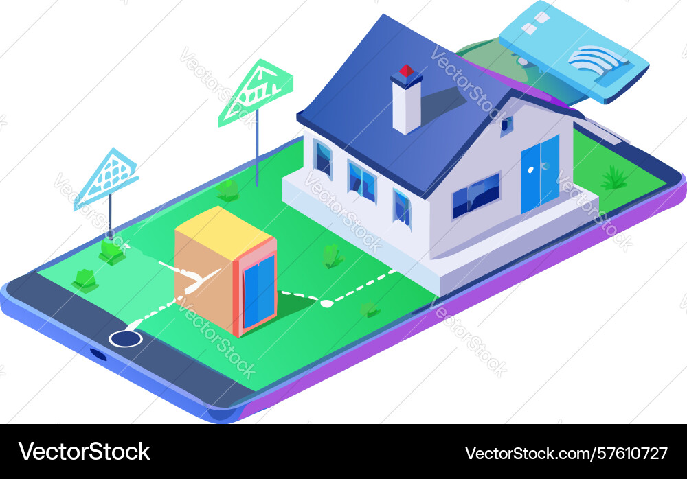 Mobile smart home control system application vector image