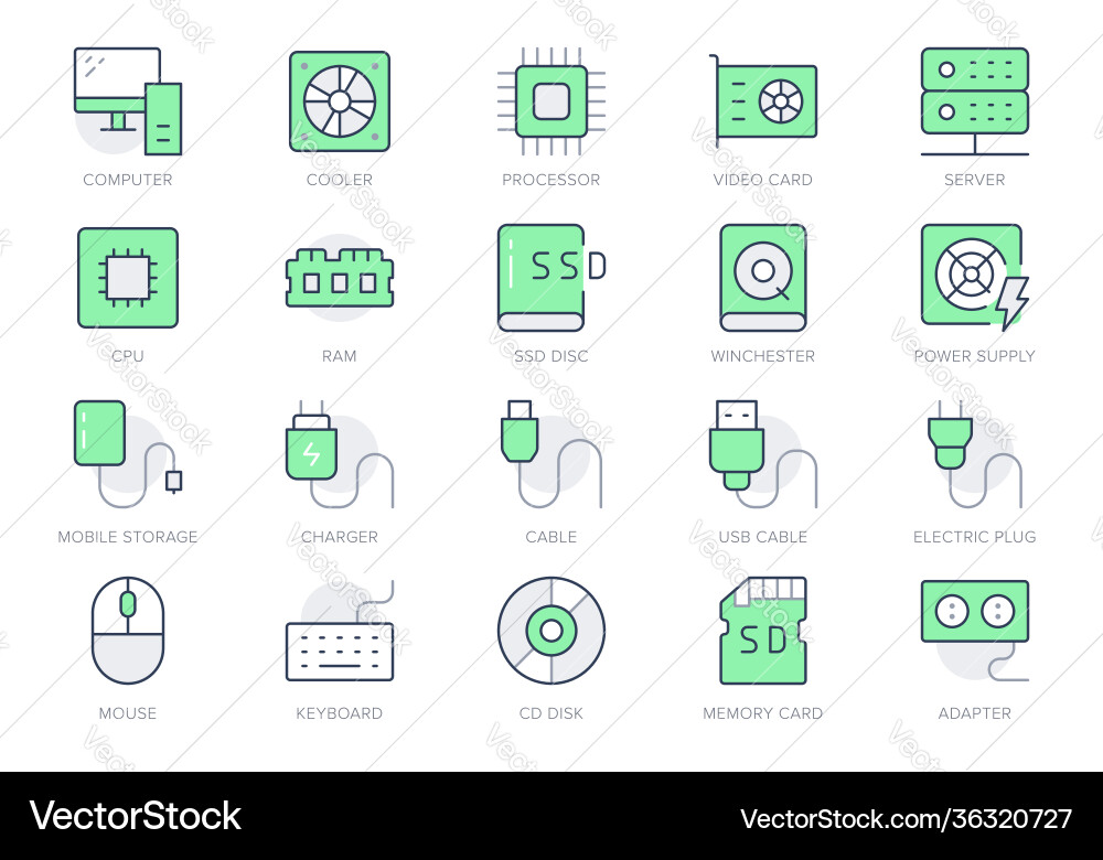 Modern Computer Hardware Icons vector image