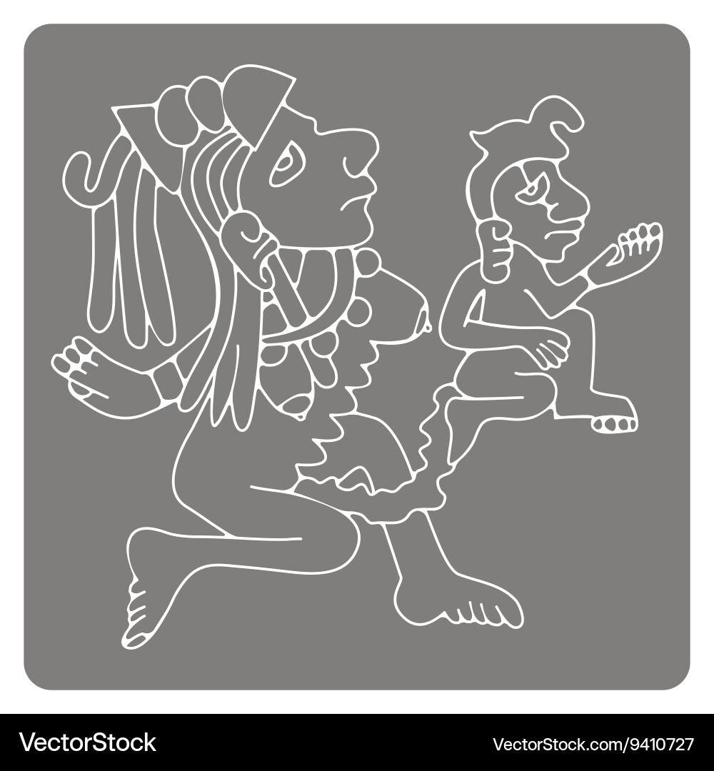 Monochrome icon with symbols from aztec codices vector image