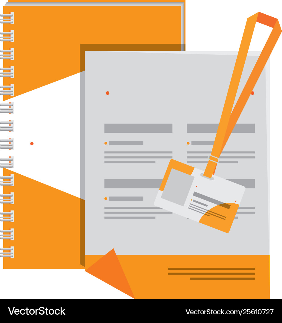 Notepad and document id with company emblem print Notepad and document id with company emblem print vector image