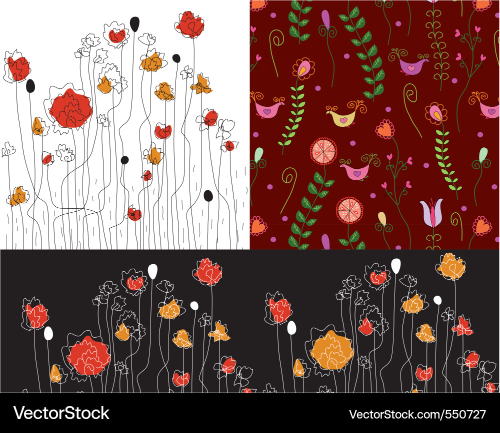 Poppy patterns Vector Image