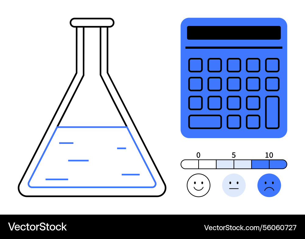 Scientific analysis with flask calculator Vector Image