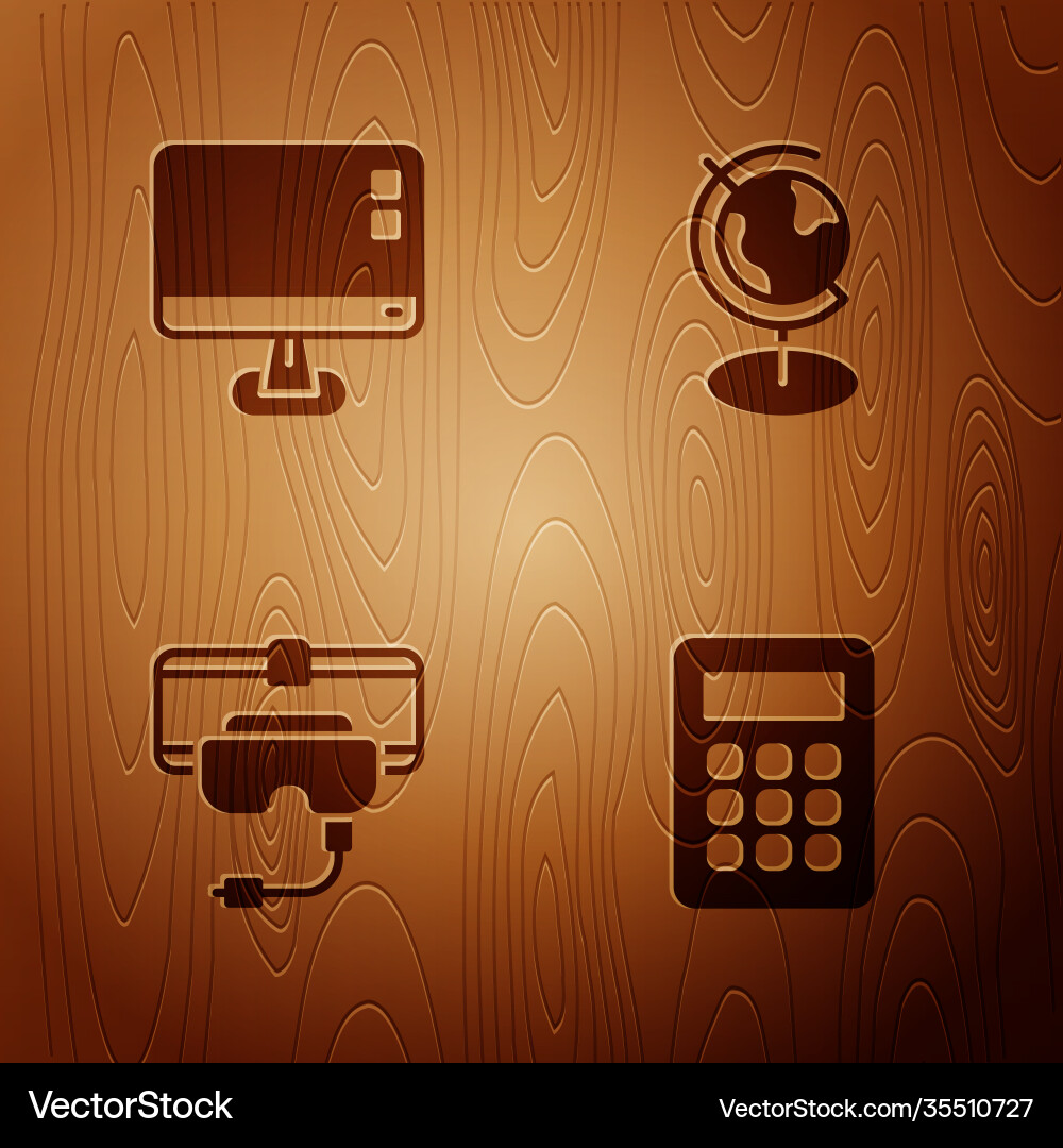Set calculator computer monitor screen virtual Set calculator computer monitor screen virtual vector image