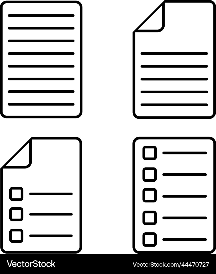 Set document icon collection text page Vector Image