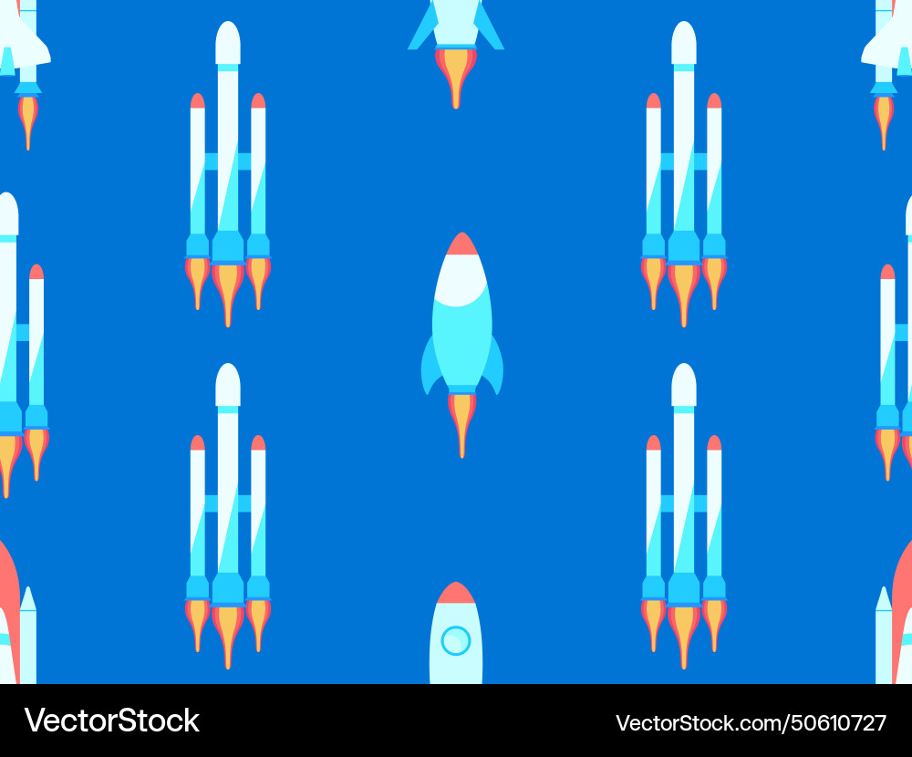 Spaceships seamless pattern orbital launch Spaceships seamless pattern orbital launch vector image