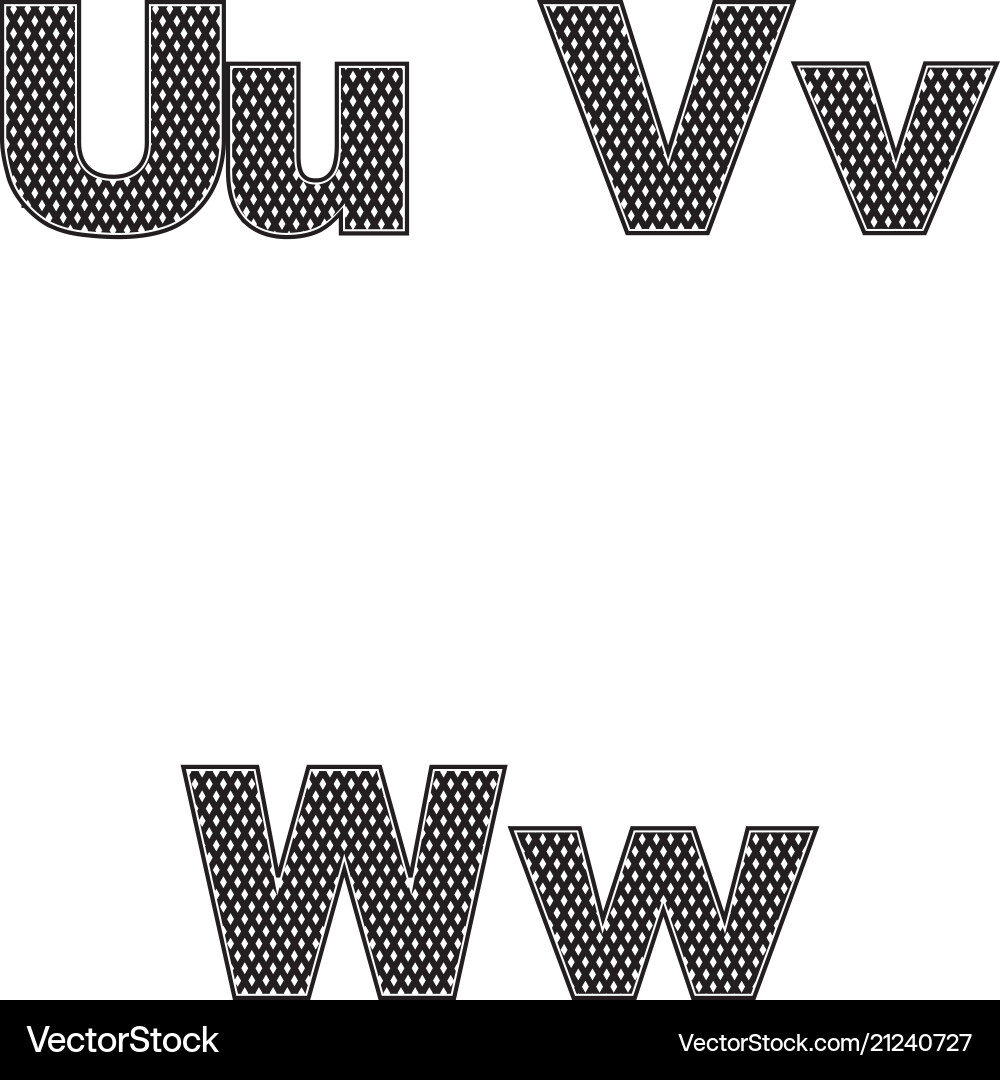 Three letters u v w large and small a simple Three letters u v w large and small a simple vector image