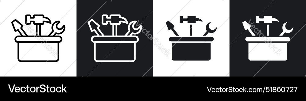Toolbox liner and solid icon set in black color Vector Image