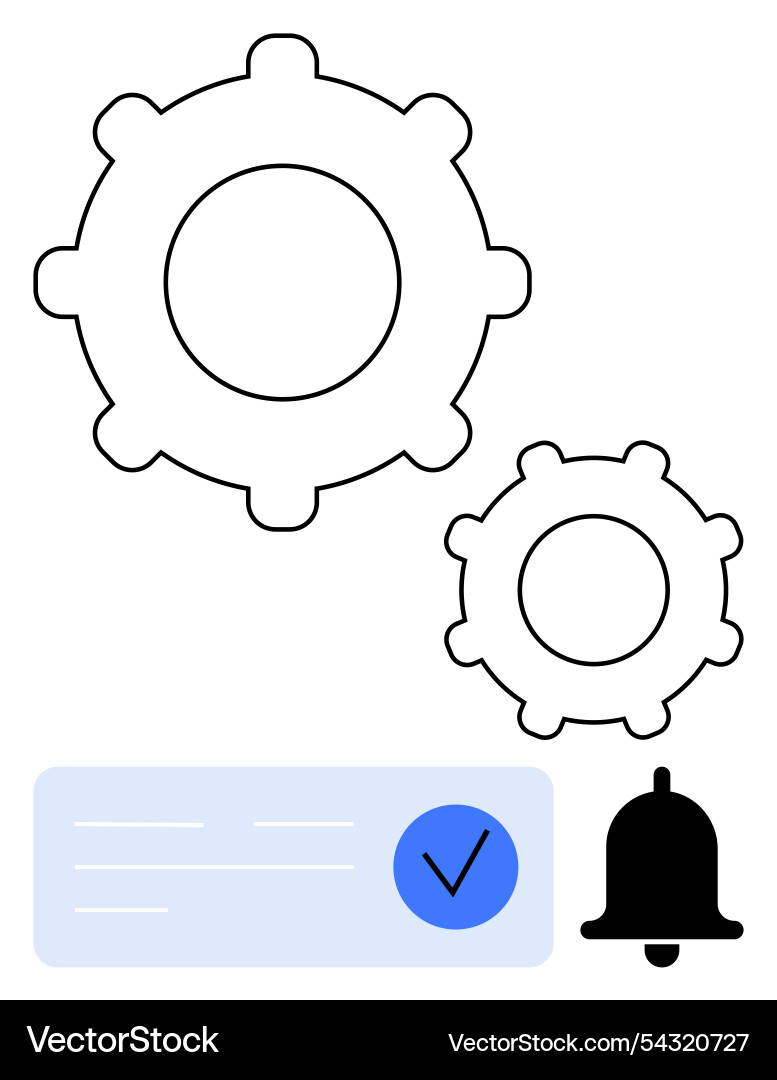 Two gears notification bell and ui task element Vector Image