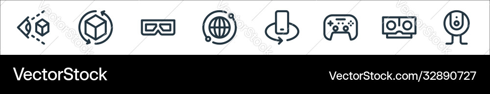 Virtual reality line icons linear set quality vector image