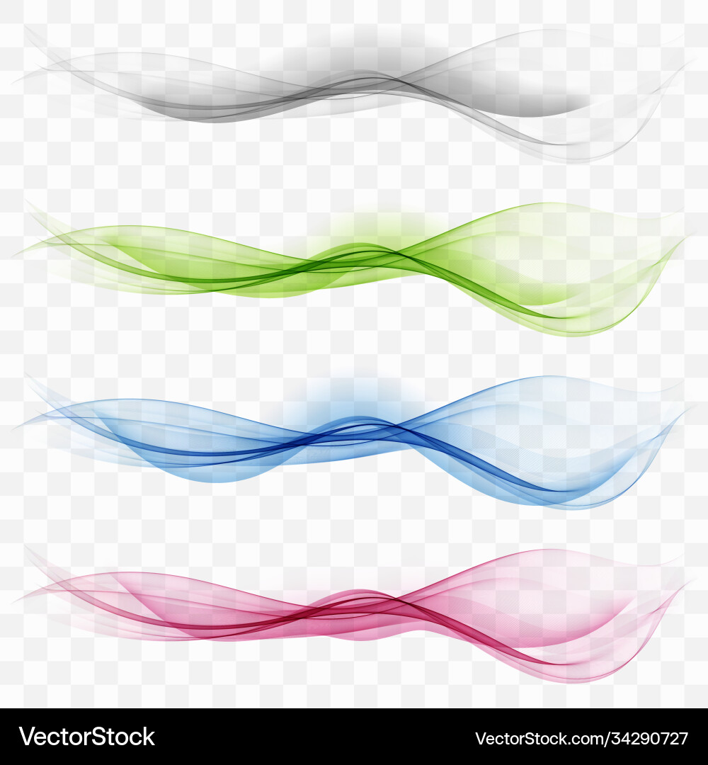 Waved design element wave color flow set vector image