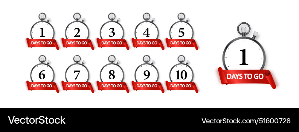1 days to go icon set countdown of remaining vector image