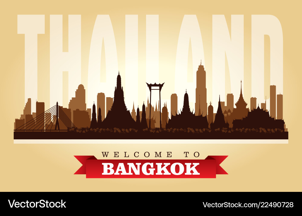 Bangkok thailand city skyline silhouette vektorbild