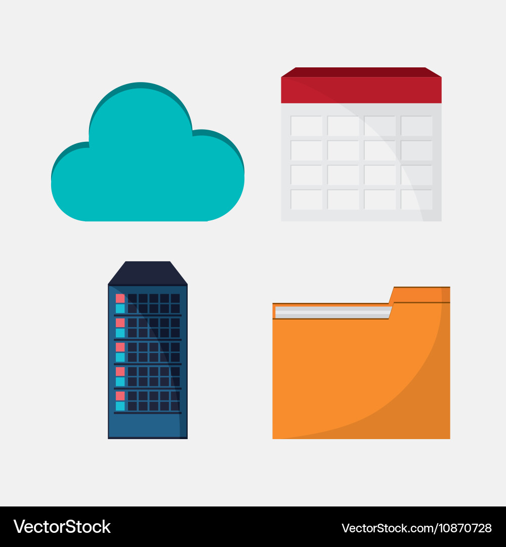 Big data center base and web hosting icon set Vector Image