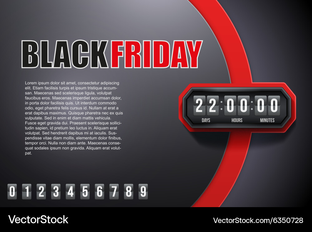 Black Friday Countdown Timer Background Vector Image
