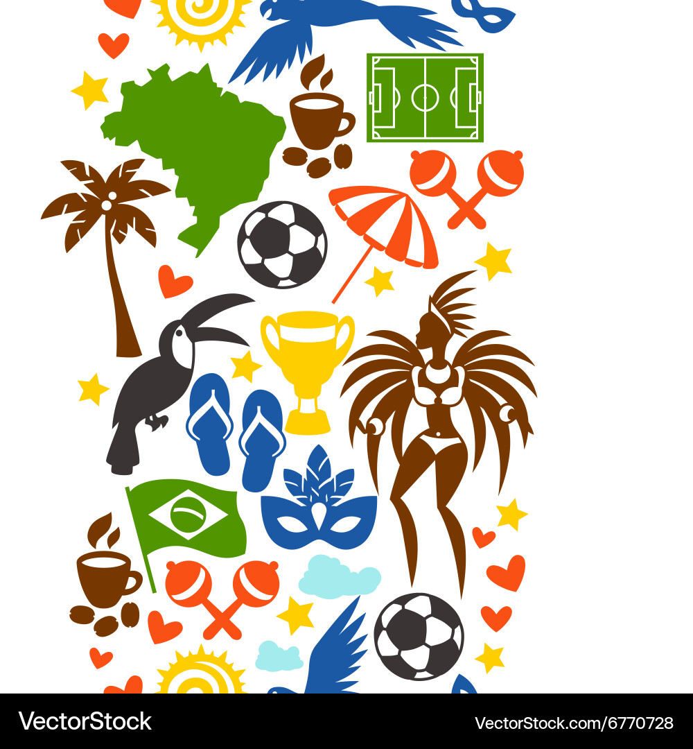 Brazil seamless pattern with stylized objects vector image