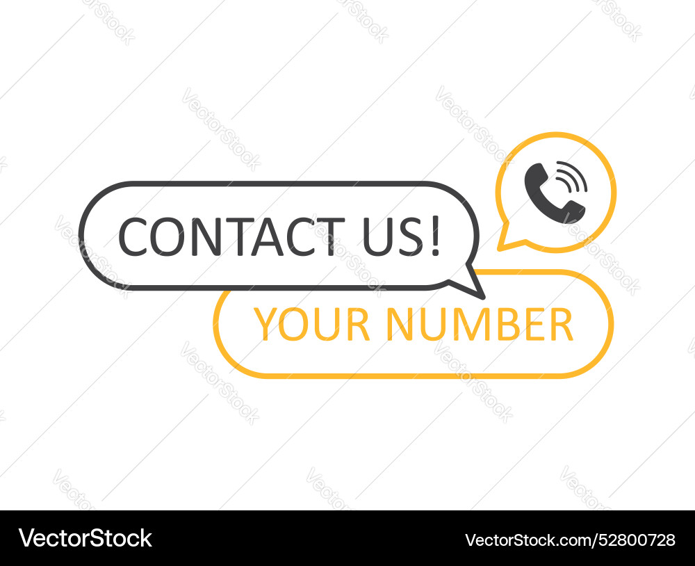 Call us button icon in flat style phone number Call us button icon in flat style phone number vector image