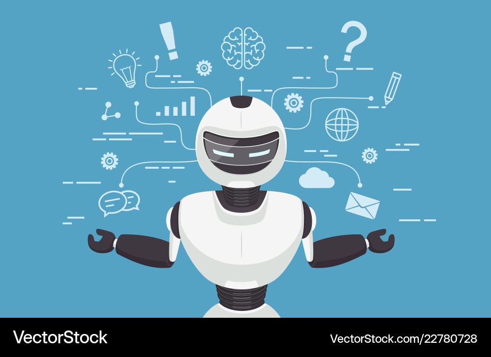 Chat bot robot virtual assistance Chat bot robot virtual assistance vector image