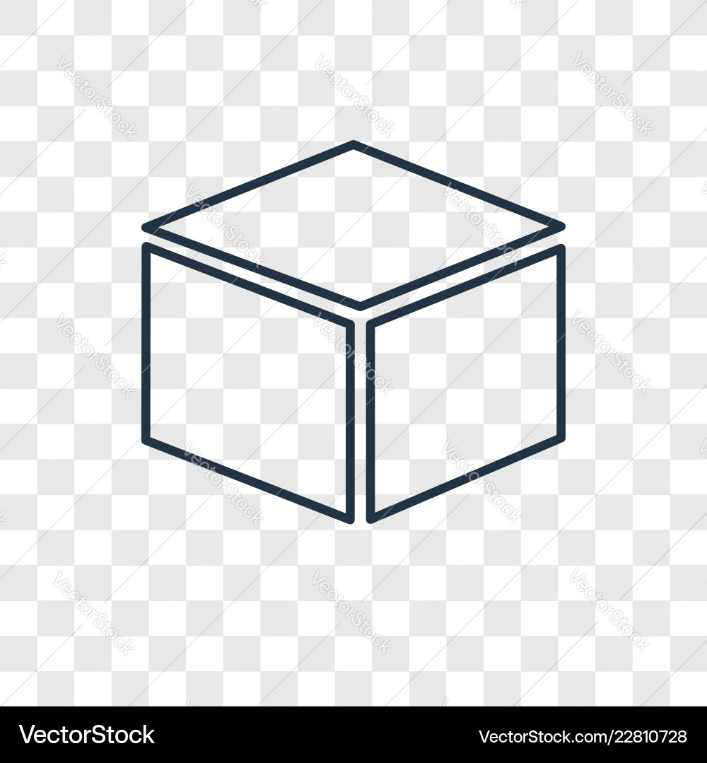 Cube concept linear icon isolated on transparent Cube concept linear icon isolated on transparent vector image