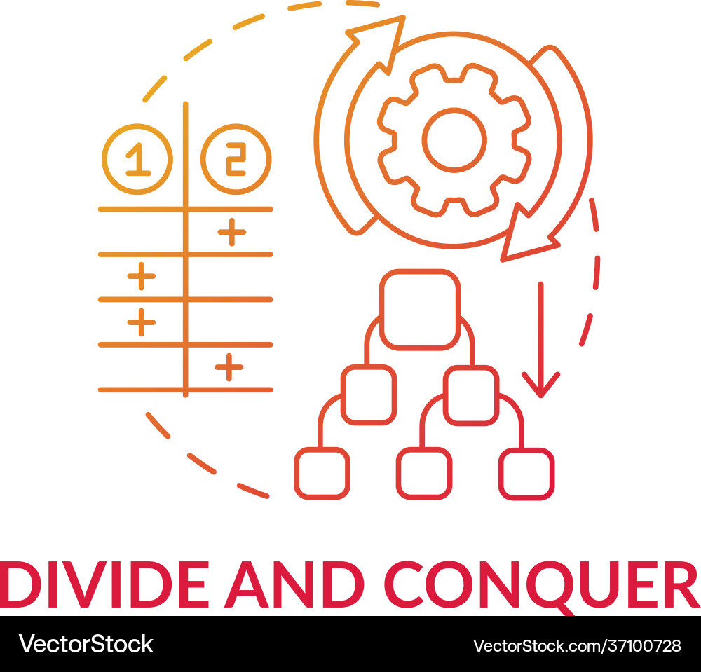 Divide and conquer red gradient concept icon Divide and conquer red gradient concept icon vector image